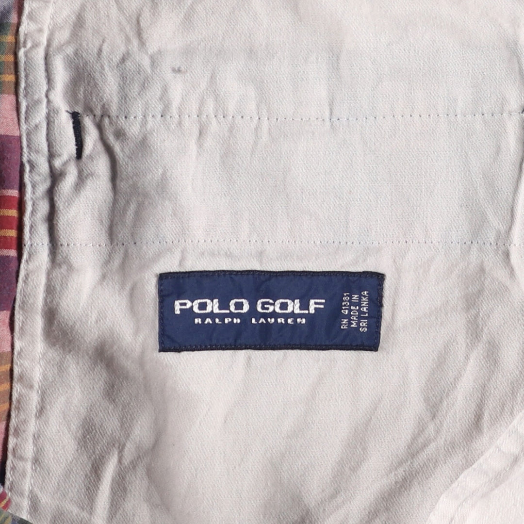 Ralph Lauren POLO GOLF tartan cotton shorts, men's size W34. cotton red type Vintage Second Hand