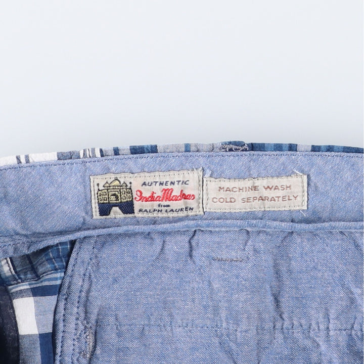 Ralph Lauren Classic Fit Check Pattern Patchwork Shorts, Men's Size W37 cotton blue type Vintage Second Hand