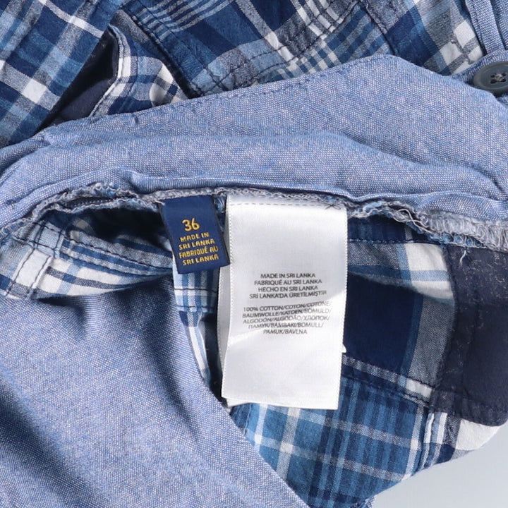 Ralph Lauren Classic Fit Check Pattern Patchwork Shorts, Men's Size W37 cotton blue type Vintage Second Hand