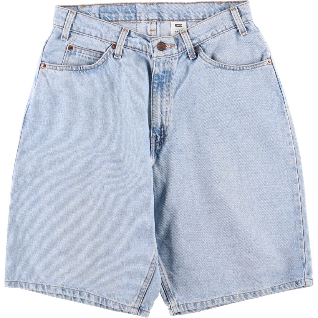 90'S Levi's 560 Loose Fit Denim Shorts with Orange Tab, Men's Size W30, Vintage cotton blue type Vintage Second Hand