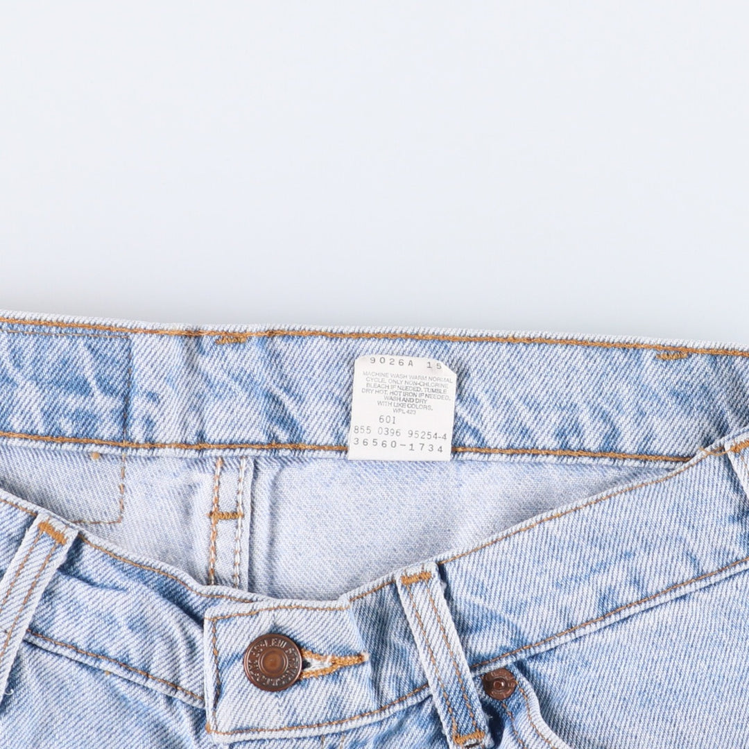 90'S Levi's 560 Loose Fit Denim Shorts with Orange Tab, Men's Size W30, Vintage cotton blue type Vintage Second Hand