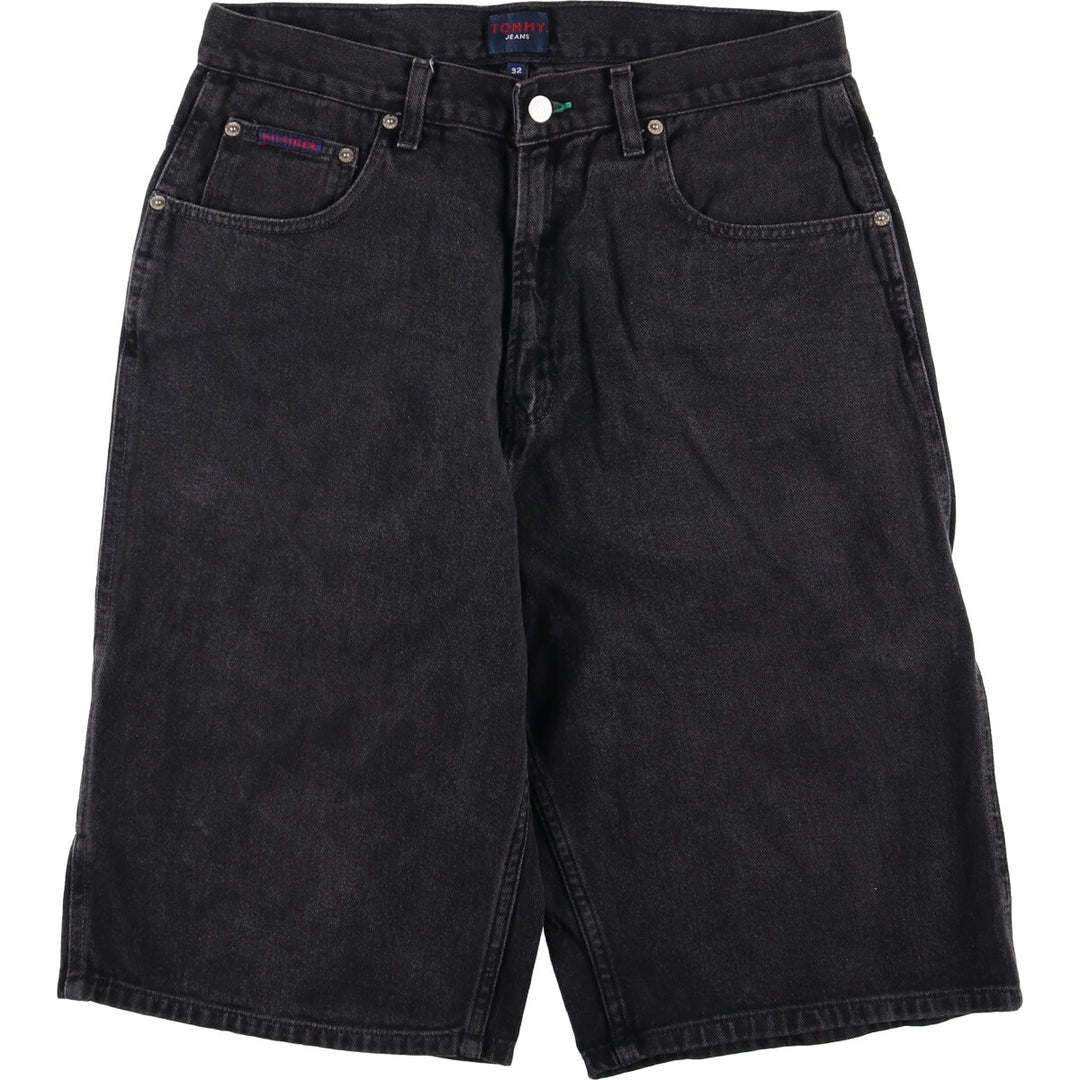 90'S Tommy Hilfiger Jeans Black Denim Painter Shorts, Men's, Size W33 cotton black type Vintage Second Hand