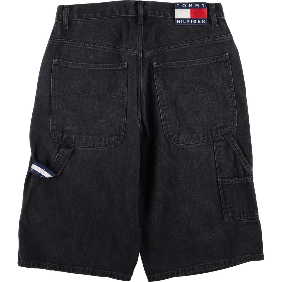 90'S Tommy Hilfiger Jeans Black Denim Painter Shorts, Men's, Size W33 cotton black type Vintage Second Hand