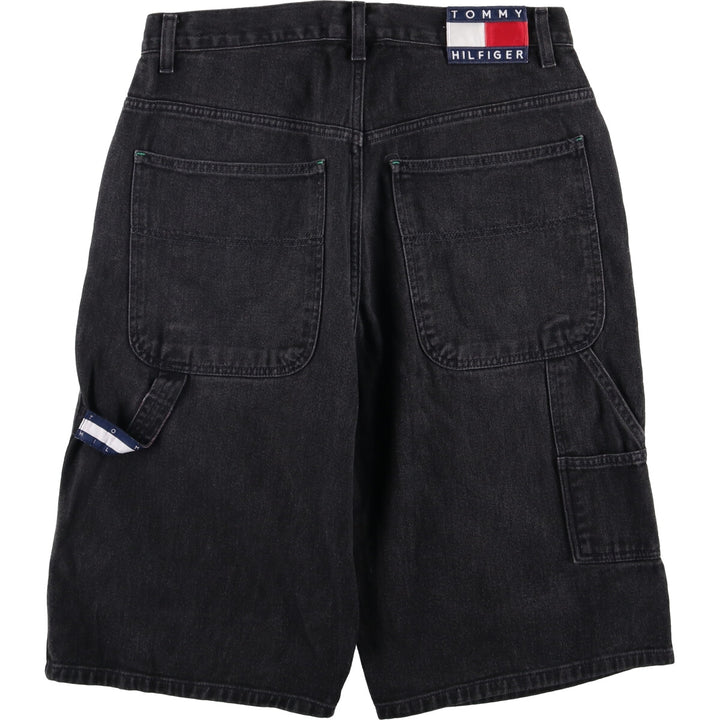 90'S Tommy Hilfiger Jeans Black Denim Painter Shorts, Men's, Size W33 cotton black type Vintage Second Hand