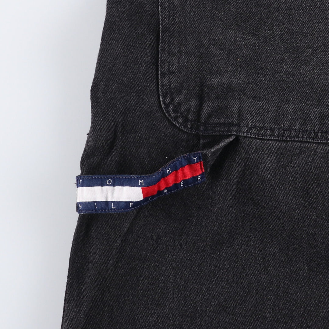 90'S Tommy Hilfiger Jeans Black Denim Painter Shorts, Men's, Size W33 cotton black type Vintage Second Hand