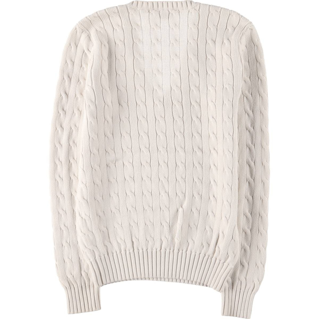 Ralph Lauren RALPH LAUREN SPORT Cable knit V-neck cotton knit sweater Women's M size cotton white type Vintage Second Hand