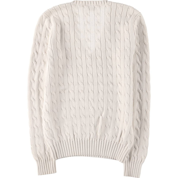 Ralph Lauren RALPH LAUREN SPORT Cable knit V-neck cotton knit sweater Women's M size cotton white type Vintage Second Hand