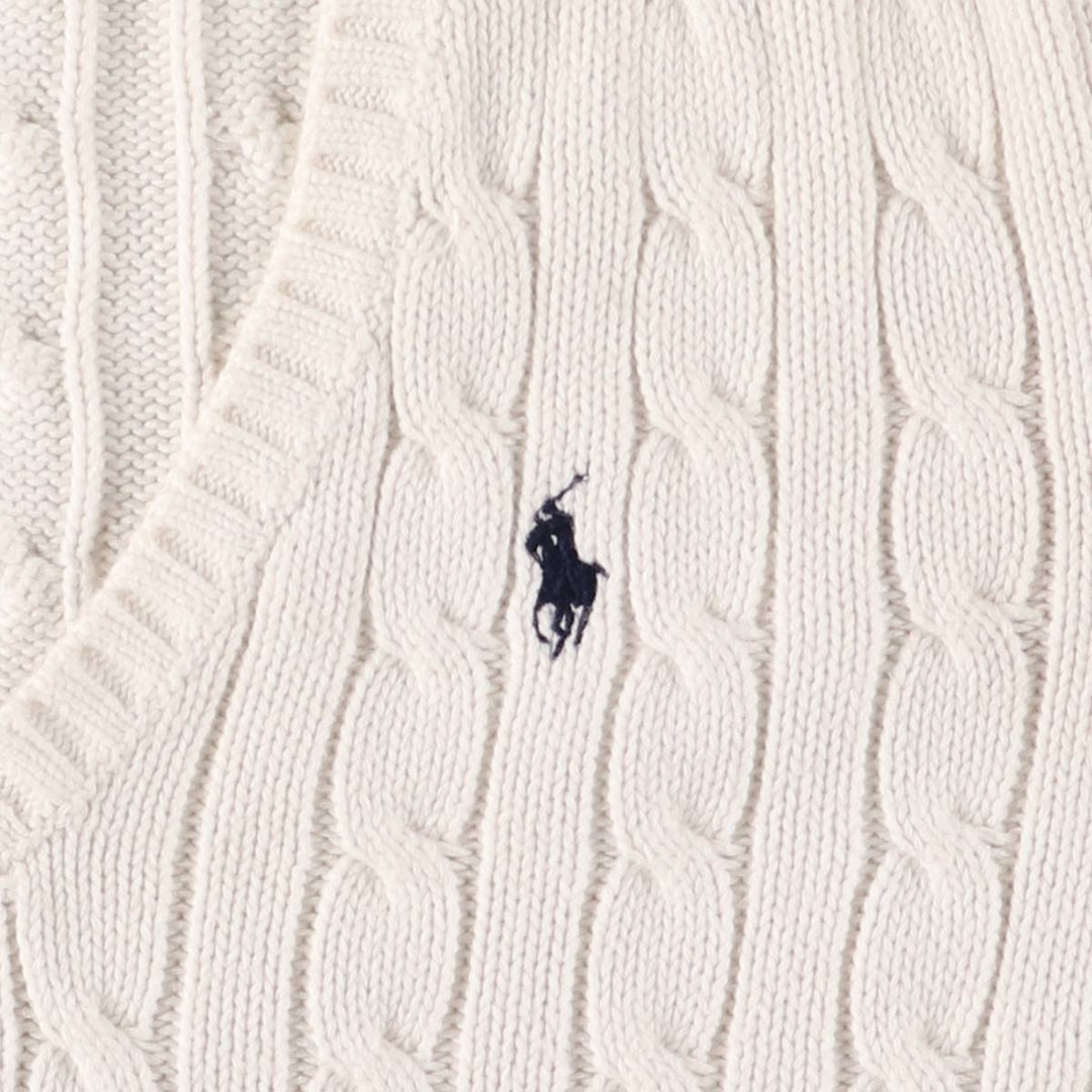 Ralph Lauren RALPH LAUREN SPORT Cable knit V-neck cotton knit sweater Women's M size cotton white type Vintage Second Hand