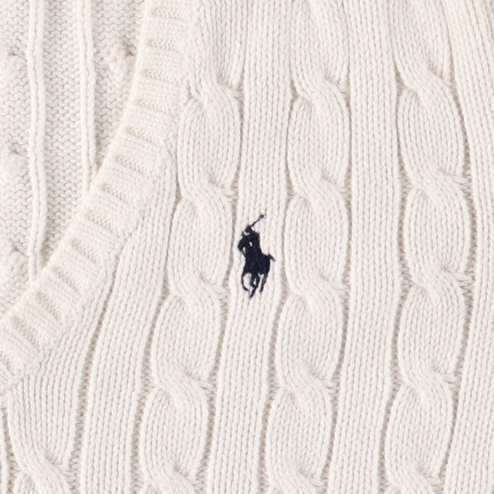 Ralph Lauren RALPH LAUREN SPORT Cable knit V-neck cotton knit sweater Women's M size cotton white type Vintage Second Hand