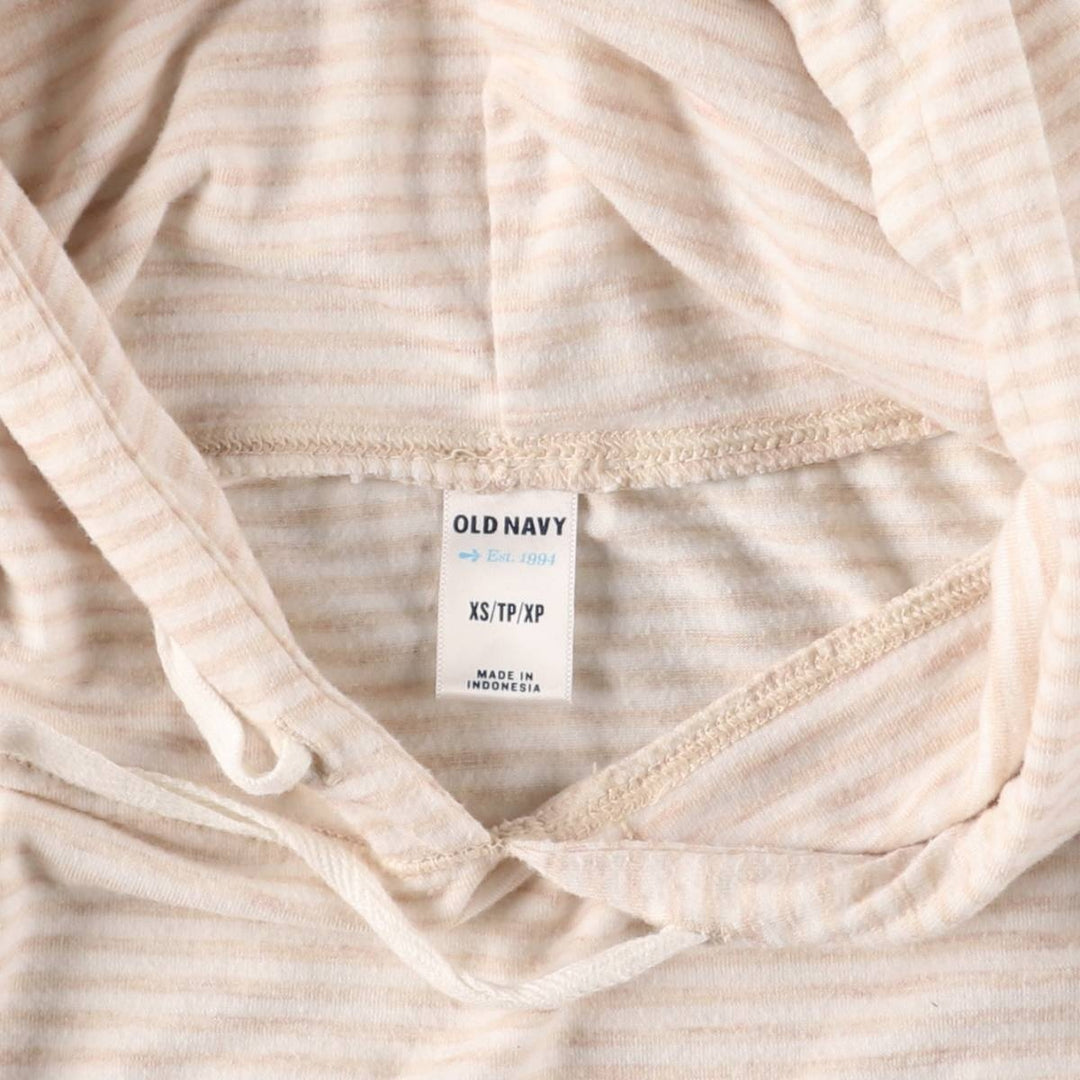 Old Navy Striped Pattern Hooded Long Sleeve T-Shirt, Women's Size XS polyester Beige type Vintage Second Hand