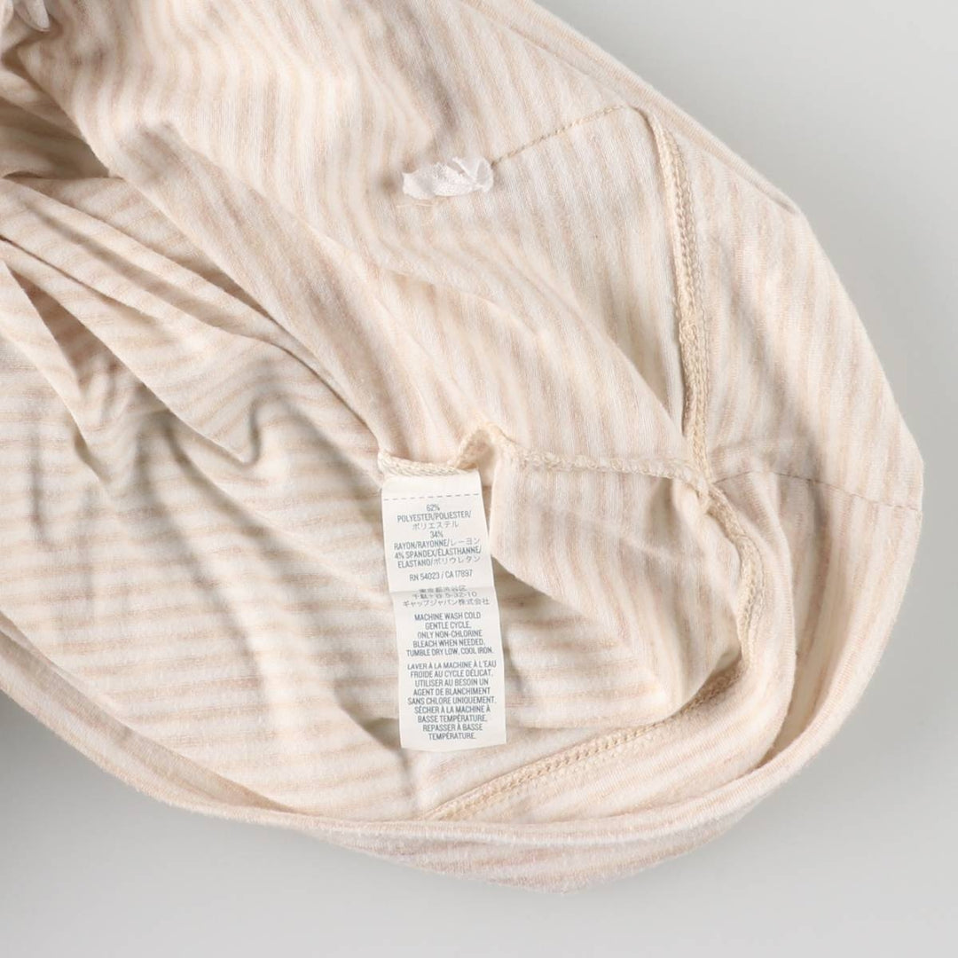 Old Navy Striped Pattern Hooded Long Sleeve T-Shirt, Women's Size XS polyester Beige type Vintage Second Hand
