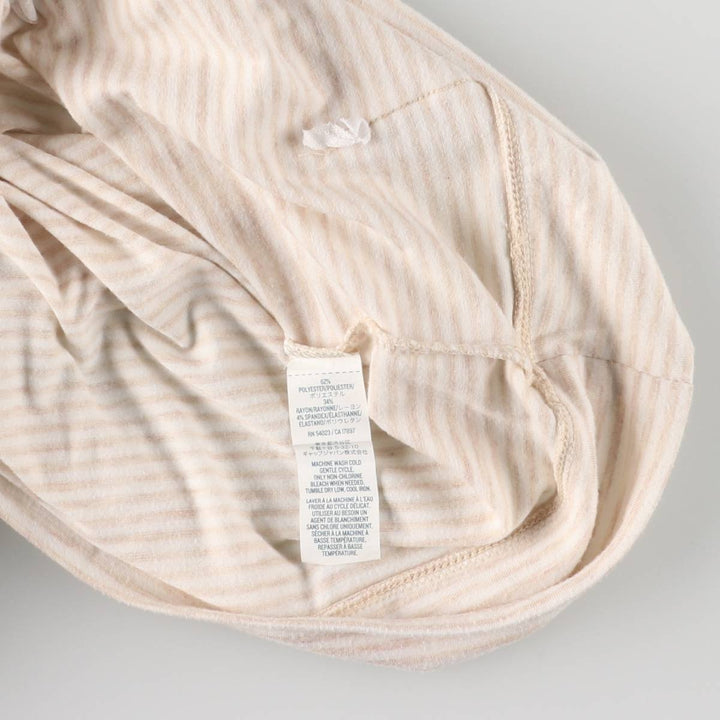 Old Navy Striped Pattern Hooded Long Sleeve T-Shirt, Women's Size XS polyester Beige type Vintage Second Hand