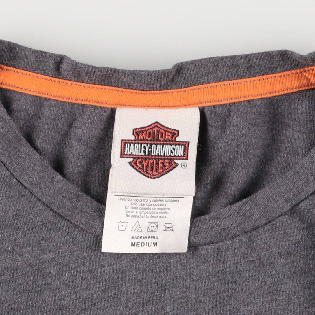 Harley-Davidson Fire Pattern Rhinestone Long Sleeve T-Shirt, Women's Size Medium cotton Charcoal Vintage Second Hand
