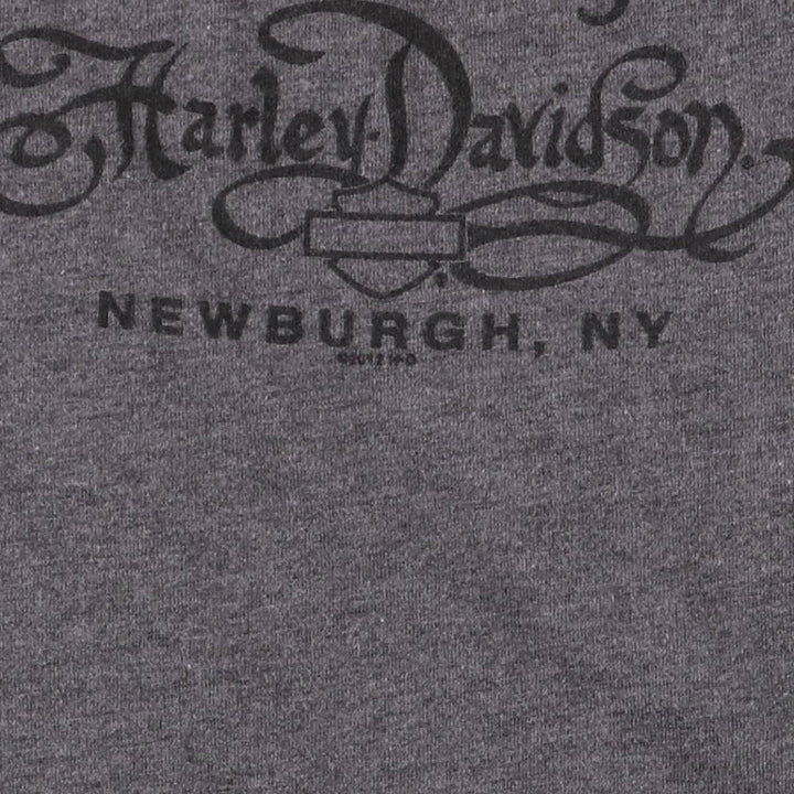 Harley-Davidson Fire Pattern Rhinestone Long Sleeve T-Shirt, Women's Size Medium cotton Charcoal Vintage Second Hand