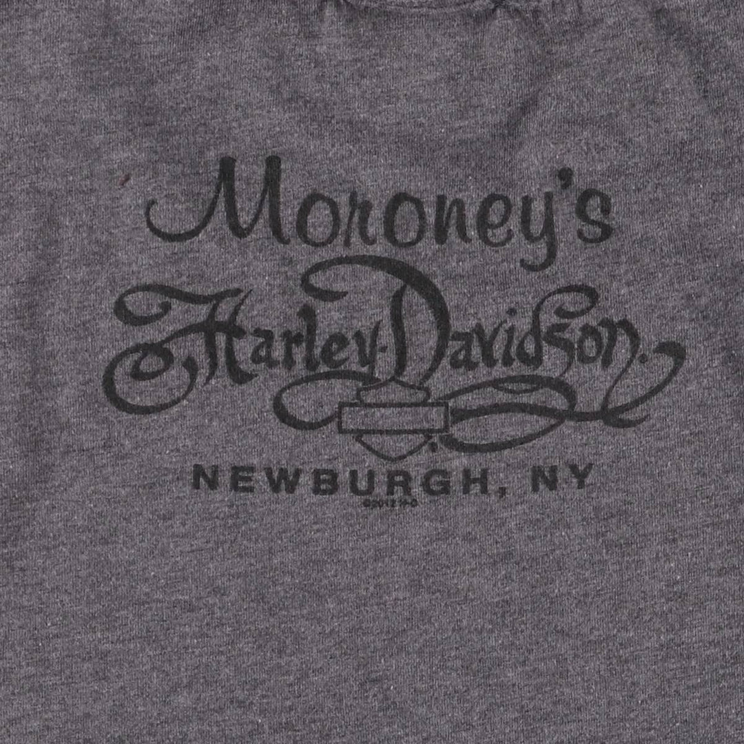 Harley-Davidson Fire Pattern Rhinestone Long Sleeve T-Shirt, Women's Size Medium cotton Charcoal Vintage Second Hand