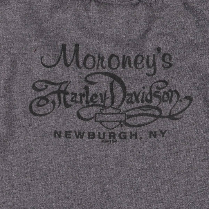 Harley-Davidson Fire Pattern Rhinestone Long Sleeve T-Shirt, Women's Size Medium cotton Charcoal Vintage Second Hand
