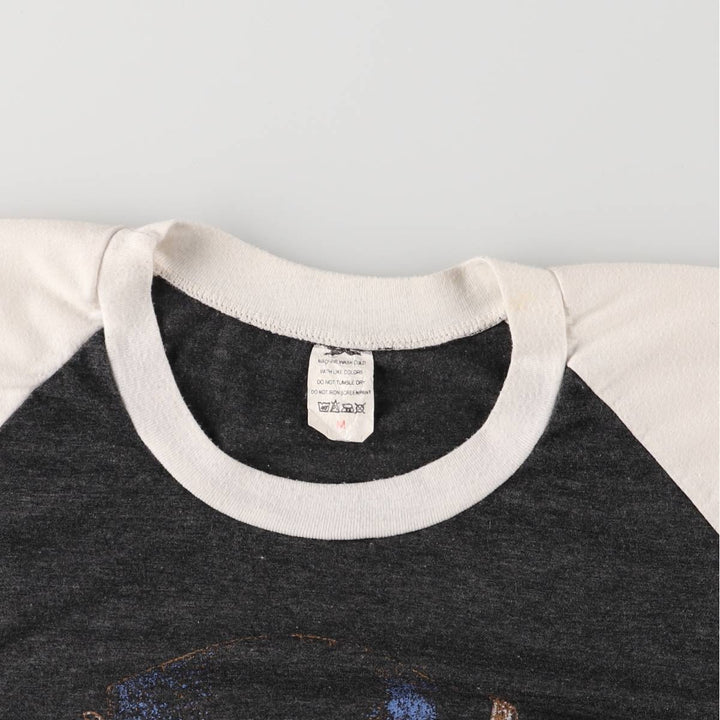 Guns N' Roses Skull Pattern 3/4 Sleeve Raglan Band T-Shirt, Women's Size Medium unclear Charcoal Vintage Second Hand