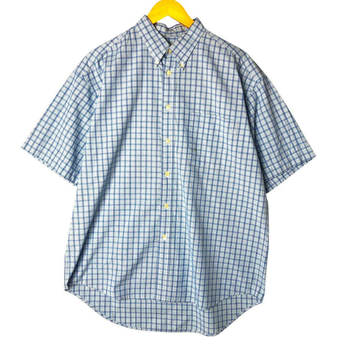 90'S GAP Old Gap Short Sleeve Button Down Check Shirt Men's L Size Vintage cotton blue type Vintage Second Hand