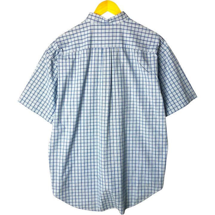 90'S GAP Old Gap Short Sleeve Button Down Check Shirt Men's L Size Vintage cotton blue type Vintage Second Hand