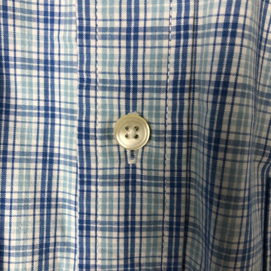90'S GAP Old Gap Short Sleeve Button Down Check Shirt Men's L Size Vintage cotton blue type Vintage Second Hand
