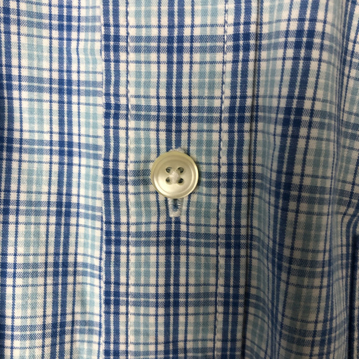 90'S GAP Old Gap Short Sleeve Button Down Check Shirt Men's L Size Vintage cotton blue type Vintage Second Hand
