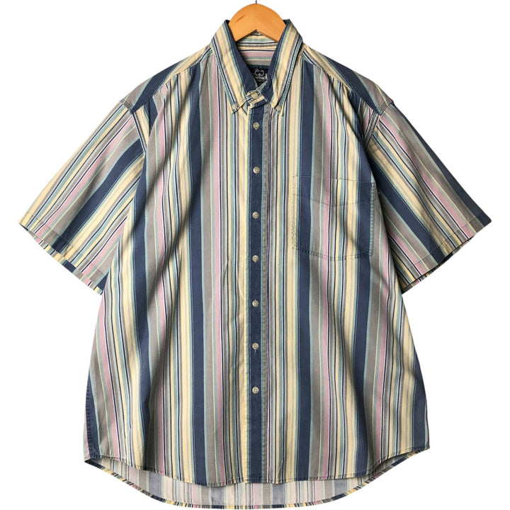 90'S WOOLRICH Multi-Stripe Short Sleeve Button-Down Striped Shirt, Men's Size L, Vintage cotton multicolor Vintage Second Hand