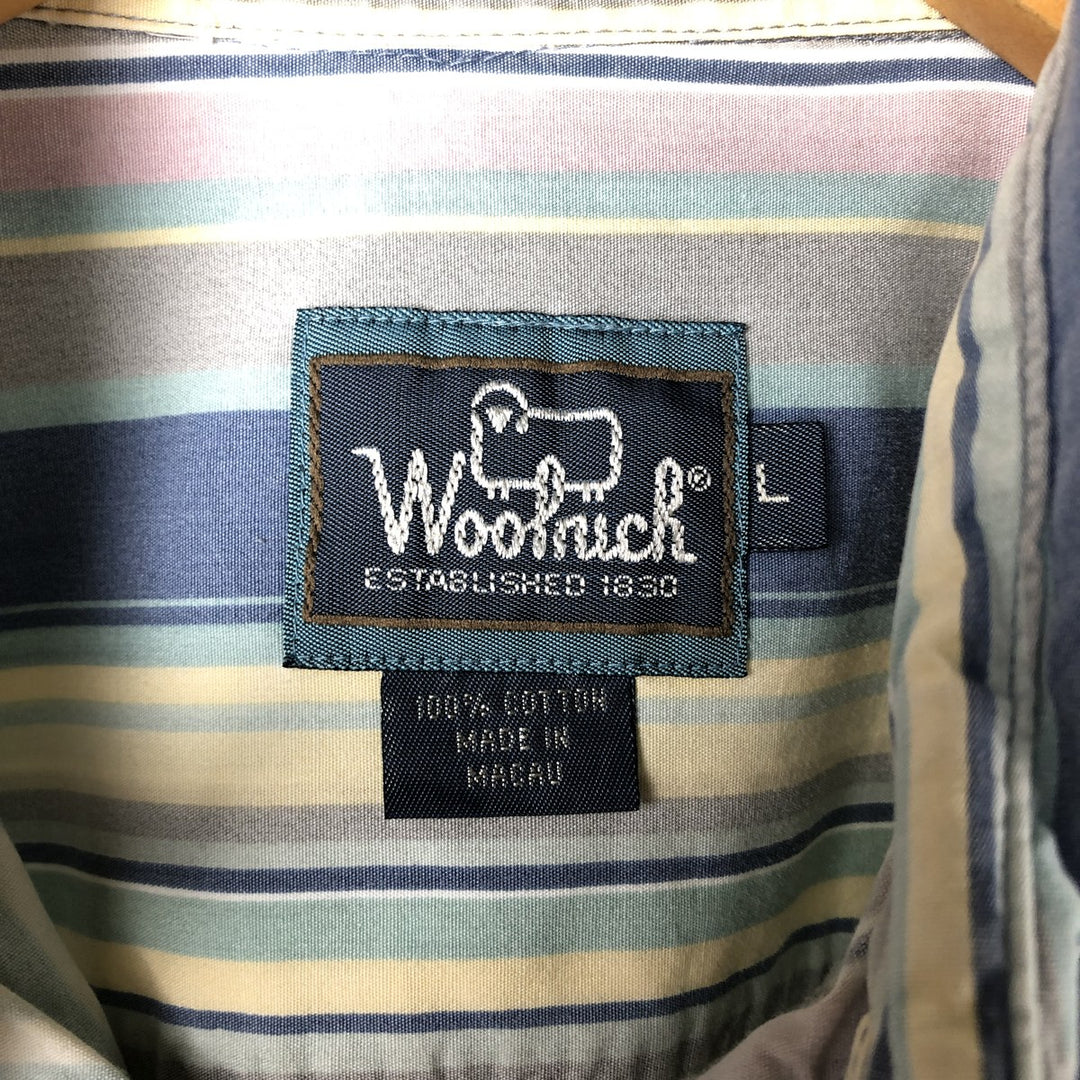 90'S WOOLRICH Multi-Stripe Short Sleeve Button-Down Striped Shirt, Men's Size L, Vintage cotton multicolor Vintage Second Hand