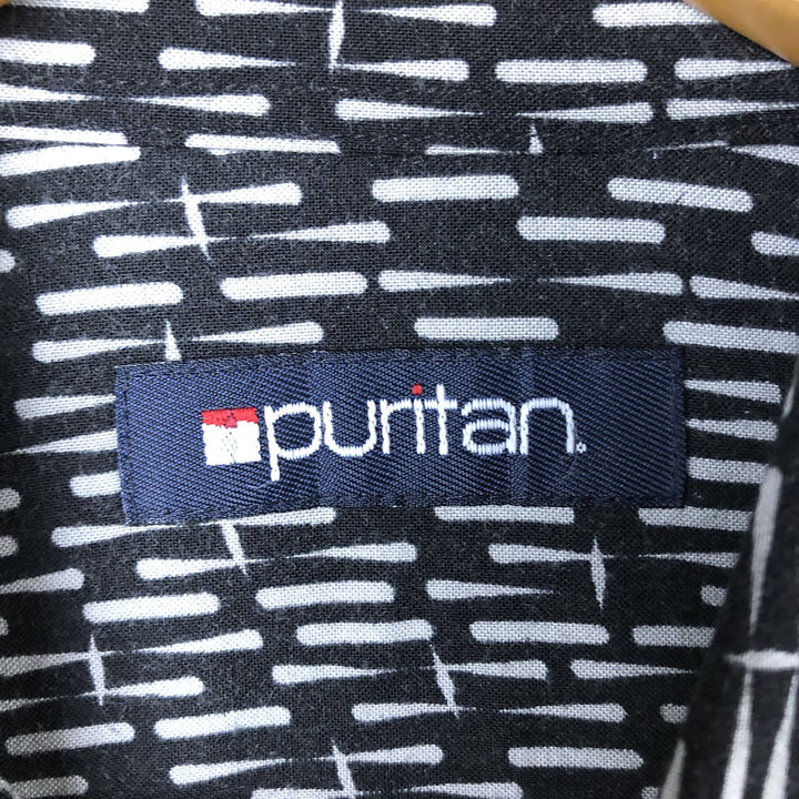 90'S Puritan PURITAN all-over print short-sleeved rayon box shirt, men's size M, vintage Rayon black type Vintage Second Hand