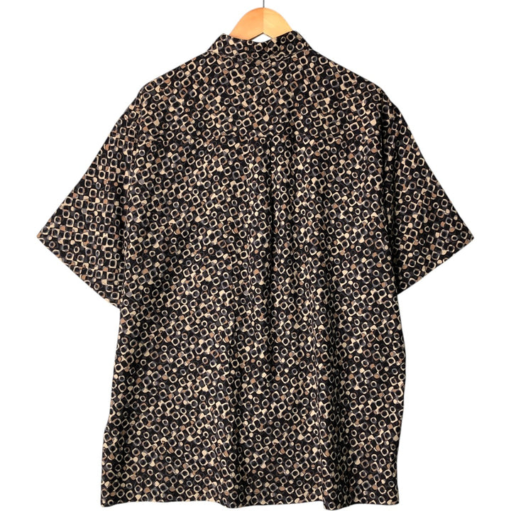 Perry Ellis all-over print short-sleeved silk box shirt, men's size L silk multicolor Vintage Second Hand