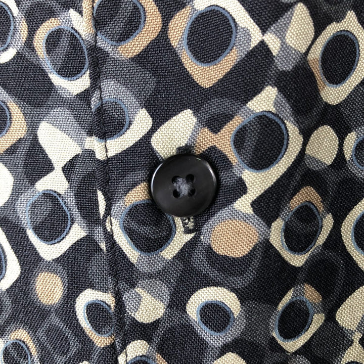 Perry Ellis all-over print short-sleeved silk box shirt, men's size L silk multicolor Vintage Second Hand