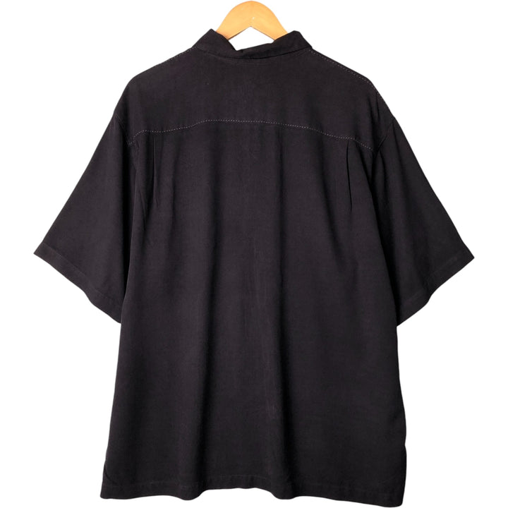 Tommy Bahama silk box shirt with wide collar and short sleeves, men's size XL silk black type Vintage Second Hand