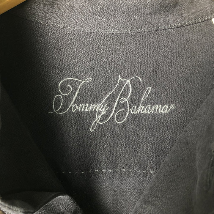 Tommy Bahama silk box shirt with wide collar and short sleeves, men's size XL silk black type Vintage Second Hand
