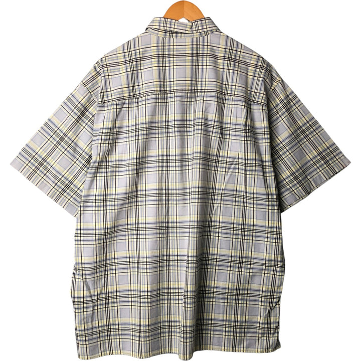 Eddie Bauer Short Sleeve Cotton Check Shirt, Box Shirt, Men's XL cotton Blue type light blue Vintage Second Hand