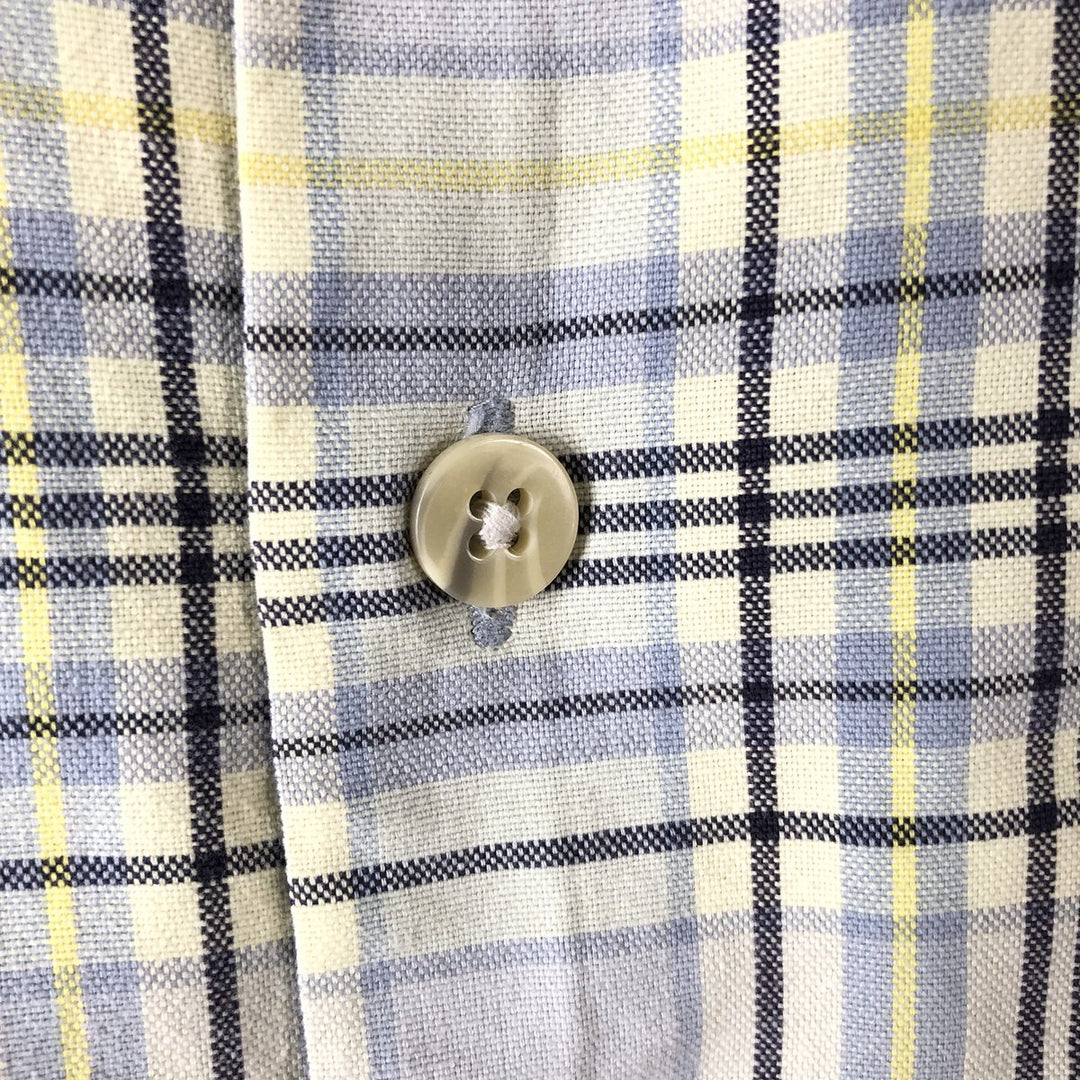 Eddie Bauer Short Sleeve Cotton Check Shirt, Box Shirt, Men's XL cotton Blue type light blue Vintage Second Hand