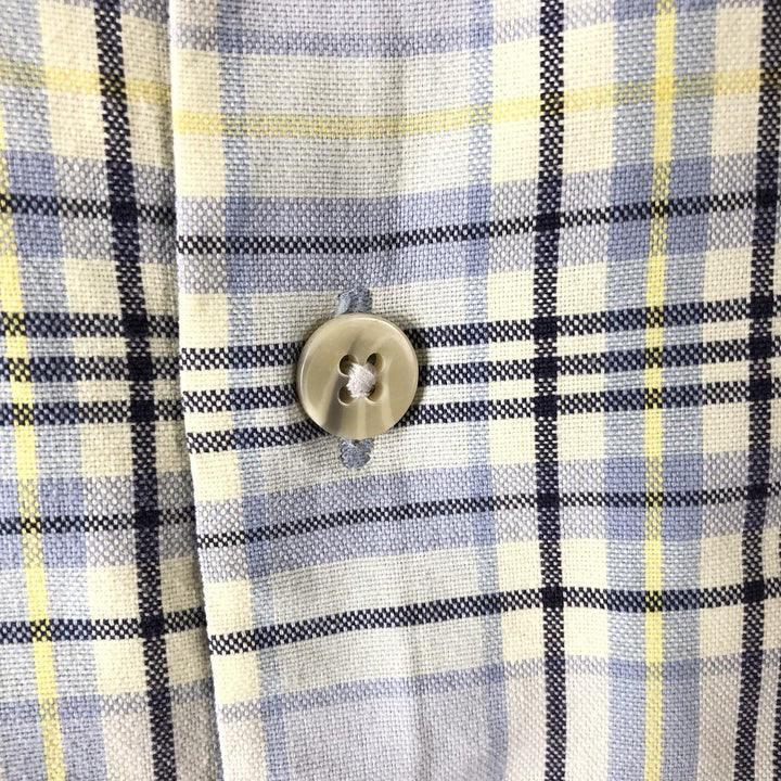Eddie Bauer Short Sleeve Cotton Check Shirt, Box Shirt, Men's XL cotton Blue type light blue Vintage Second Hand