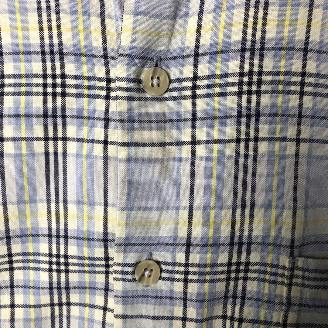 Eddie Bauer Short Sleeve Cotton Check Shirt, Box Shirt, Men's XL cotton Blue type light blue Vintage Second Hand
