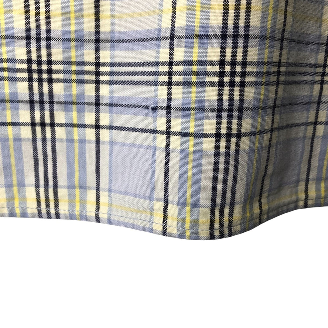 Eddie Bauer Short Sleeve Cotton Check Shirt, Box Shirt, Men's XL cotton Blue type light blue Vintage Second Hand