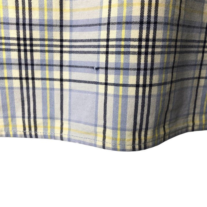 Eddie Bauer Short Sleeve Cotton Check Shirt, Box Shirt, Men's XL cotton Blue type light blue Vintage Second Hand