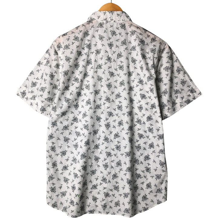 agnes b. HOMME floral print short-sleeved cotton check shirt, men's size M cotton white type Vintage Second Hand