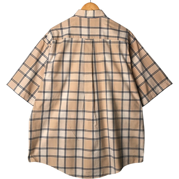 90'S NAUTICA short sleeve button down check shirt, men's size L, vintage cotton Beige type Vintage Second Hand