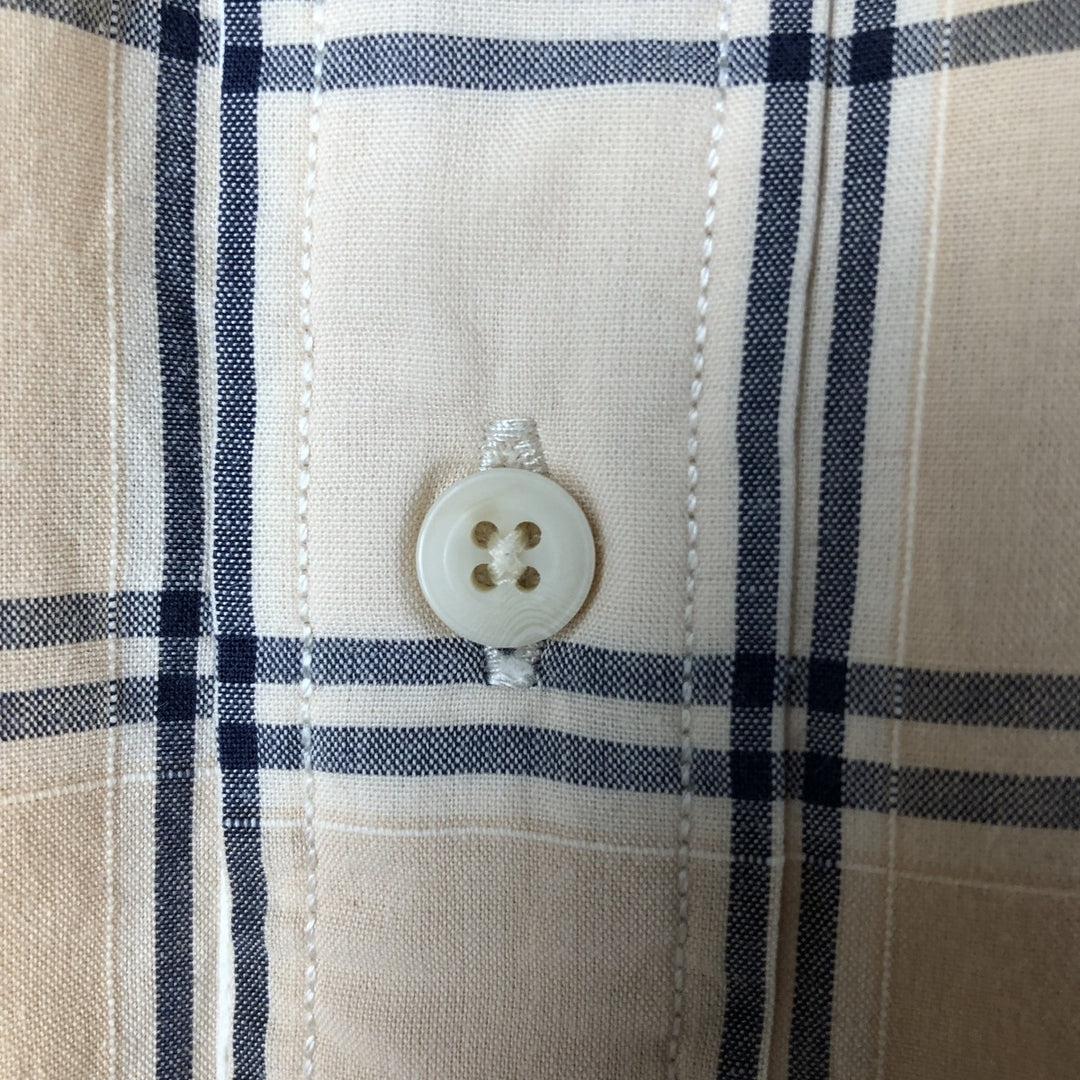 90'S NAUTICA short sleeve button down check shirt, men's size L, vintage cotton Beige type Vintage Second Hand