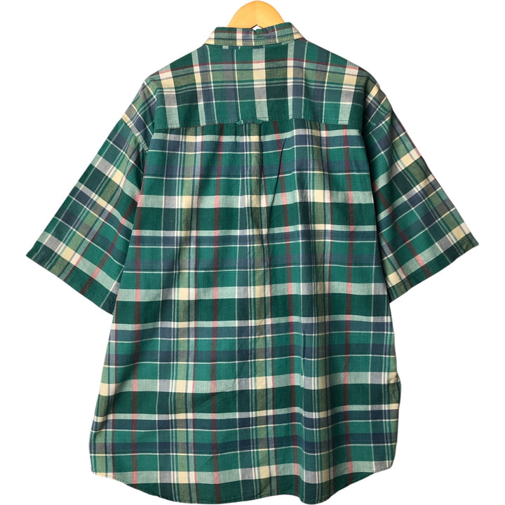 Vintage 80s-90'S Eddie Bauer Superior Madras Black Tag Short Sleeve Button-Down Check Shirt, Men's XXL cotton green type Vintage Second Hand