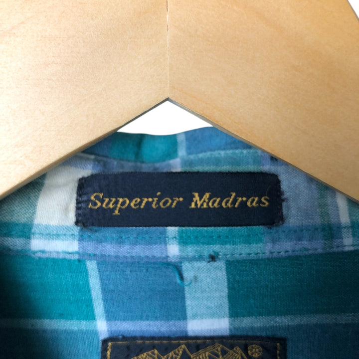 Vintage 80s-90'S Eddie Bauer Superior Madras Black Tag Short Sleeve Button-Down Check Shirt, Men's XXL cotton green type Vintage Second Hand