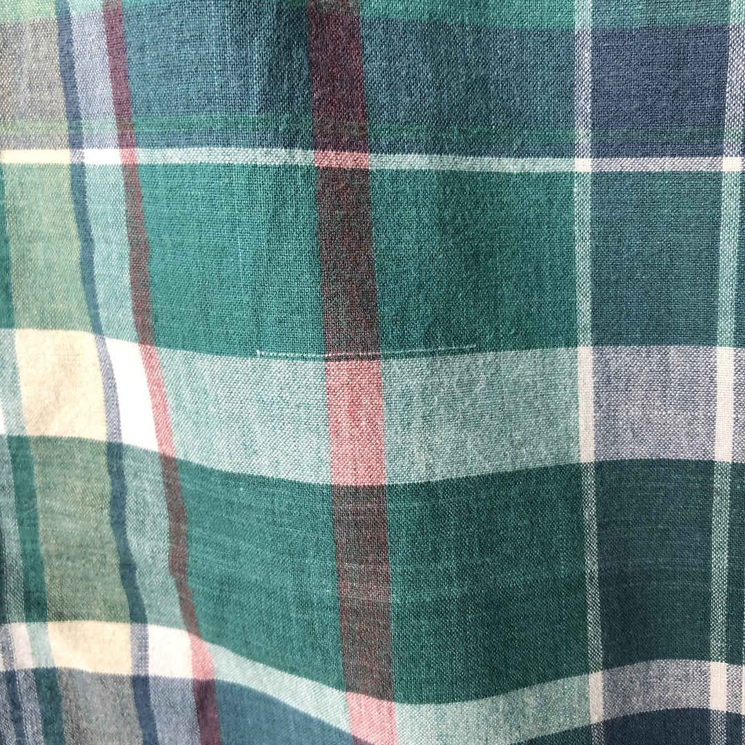 Vintage 80s-90'S Eddie Bauer Superior Madras Black Tag Short Sleeve Button-Down Check Shirt, Men's XXL cotton green type Vintage Second Hand