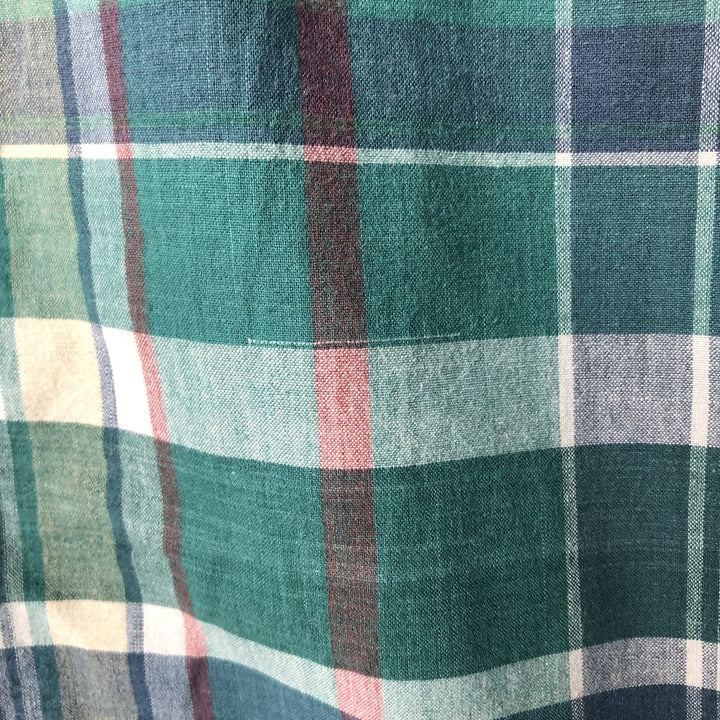 Vintage 80s-90'S Eddie Bauer Superior Madras Black Tag Short Sleeve Button-Down Check Shirt, Men's XXL cotton green type Vintage Second Hand