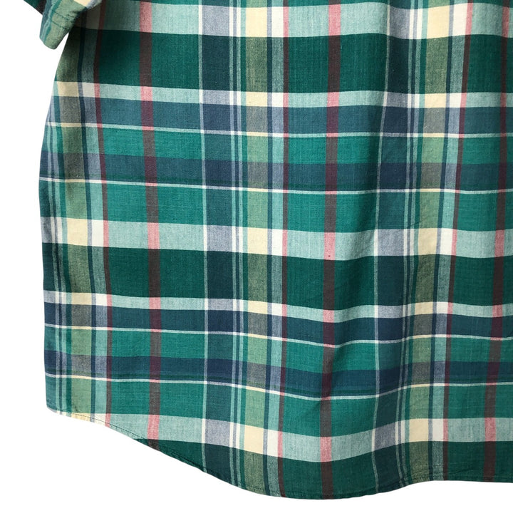Vintage 80s-90'S Eddie Bauer Superior Madras Black Tag Short Sleeve Button-Down Check Shirt, Men's XXL cotton green type Vintage Second Hand
