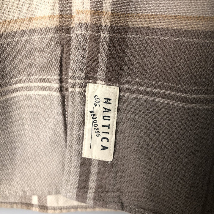90'S Vintage Nautica Short Sleeve Cotton Check Shirt, Men's XL cotton gray type Vintage Second Hand