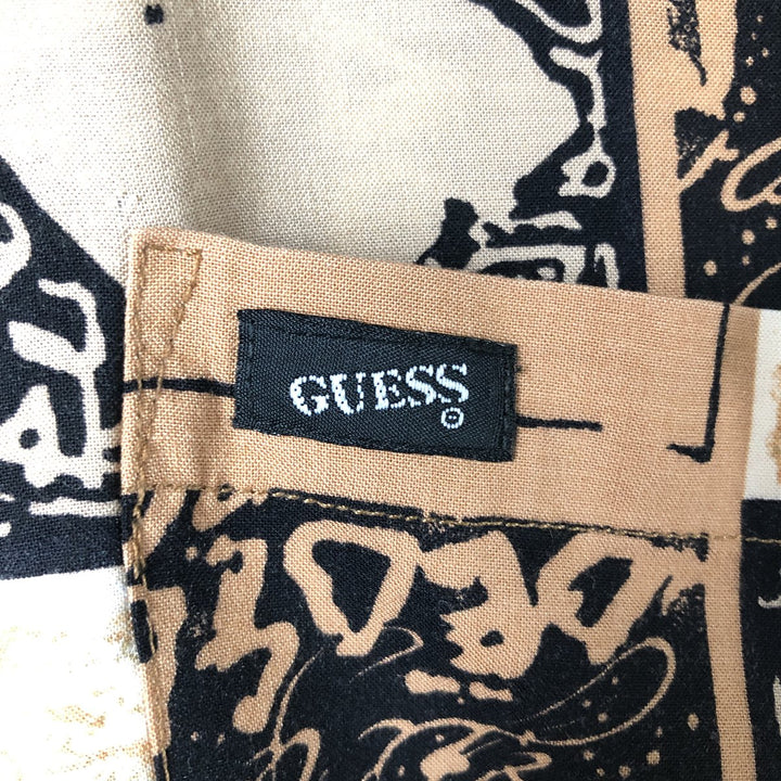 Guess GUESS JEANS All-Over Print Short Sleeve Rayon Shirt, Men's Size L Rayon Khaki type Vintage Second Hand