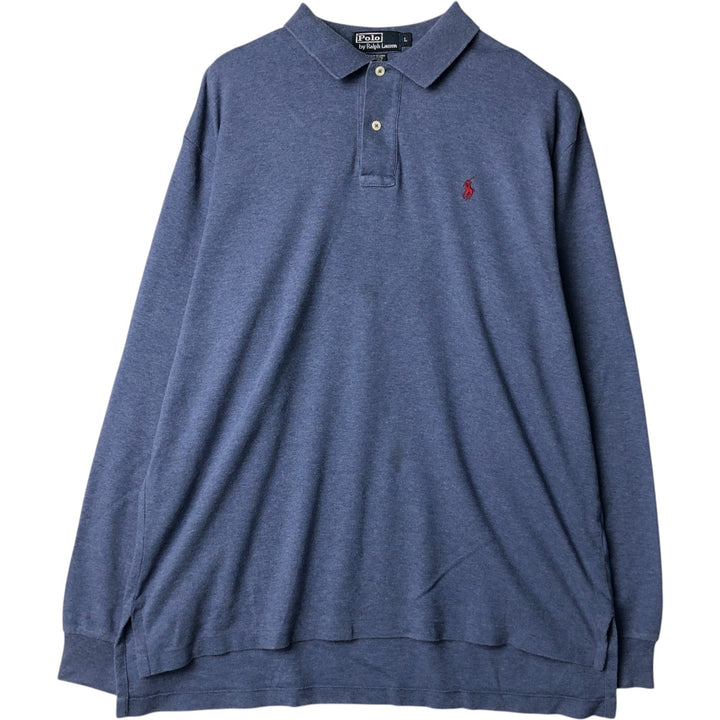 Ralph Lauren POLO by Ralph Lauren long sleeve polo shirt, men's size L cotton Navy blue Vintage Second Hand