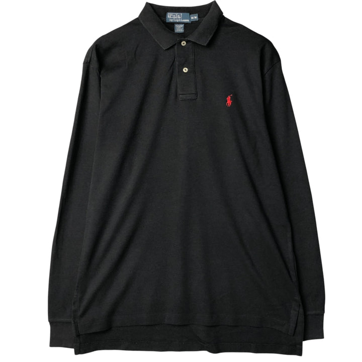 Ralph Lauren POLO by Ralph Lauren long sleeve polo shirt, men's size M cotton black type Vintage Second Hand